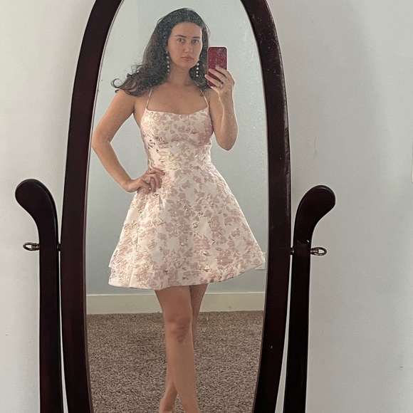 Rose Embossed Pink Dress - Picture 9 of 9